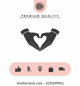 Heart shape made with hands. Graphic elements for your design