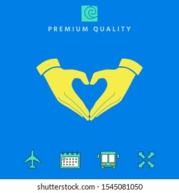 Heart shape made with hands. Graphic elements for your design