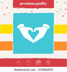 Heart shape made with hands. Graphic elements for your design