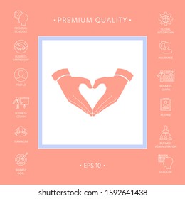 Heart shape made with hands. Graphic elements for your design