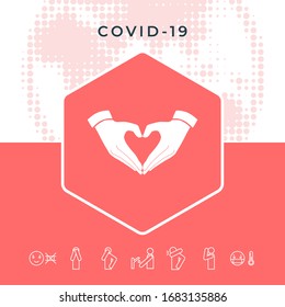 Heart shape made with hands. Graphic elements for your design