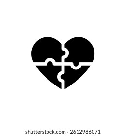 heart shape made of puzzle pieces. Represents love, connection, relationship, and teamwork. Perfect for Valentine Day, or representing unity and collaboration