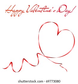 Herzform aus rotem Band. Valentinstag Grußkarte. Vektor eps10 Illustration