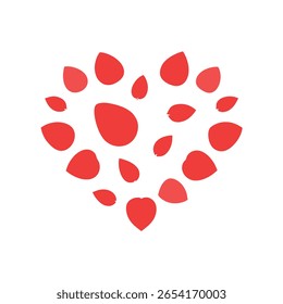 Heart Shape Made of Rose Petals in Flat Lay Format