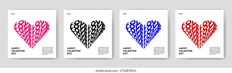 Forma de corazón hecha de corazones Pequeños Vector conjunto en múltiples Variantes de color Ilustración romántica del concepto de amor para la tarjeta del cartel de la Boda del día de San Valentín y diseño decorativo
