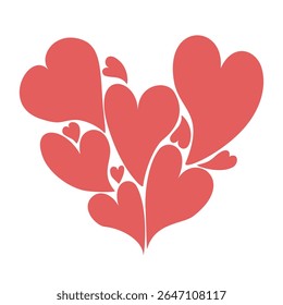 Heart Shape Made of Small Hearts,Transparent Background for Love, Wedding, and Valentine Designs