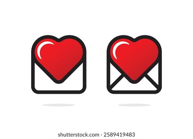 heart shape message Notification  icon, sign, symbol, Social network app icon, Vector illustration