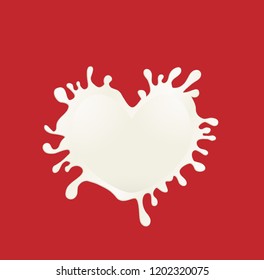 Heart shape Milk splash, isolated vector