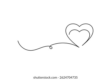 Heart shape minimalist one line art vector illustration