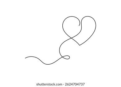 Heart shape minimalist one line art vector illustration