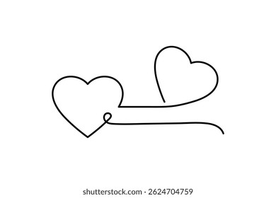 Heart shape minimalist one line art vector illustration
