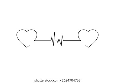Heart shape minimalist one line art vector illustration