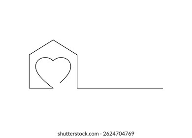 Heart shape minimalist one line art vector illustration