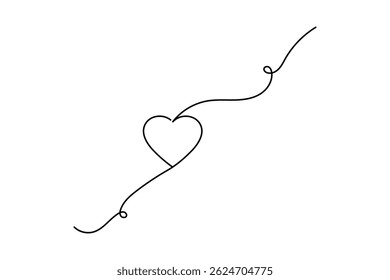 Heart shape minimalist one line art vector illustration