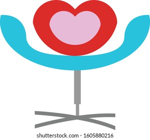 Heart shape modern arm chair front view Vector illustration