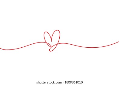 Heart shape mono line. Continuous line icon, hand drawn calligraphic element. Flourish clipart. Ornate isolated element for Valentine