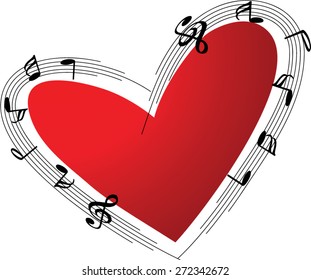 heart shape with music note