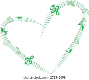 heart shape with music note