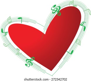 heart shape with music note