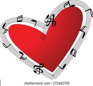 heart shape with music note