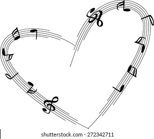 heart shape with music note