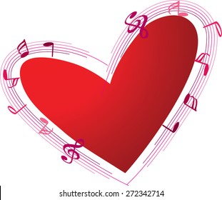 heart shape with music note