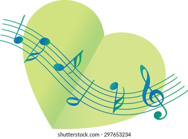 Heart shape with music note icon