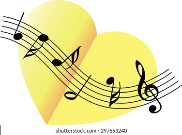 Heart shape with music note icon