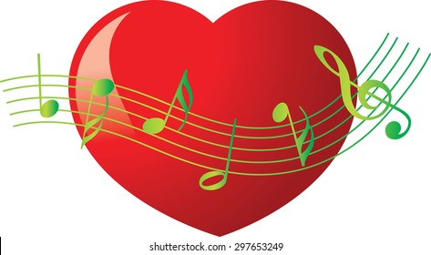 Heart shape with music note icon
