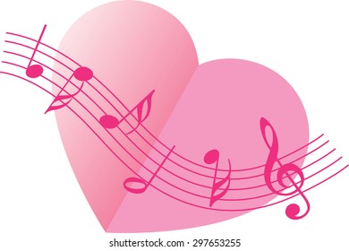 Heart shape with music note icon