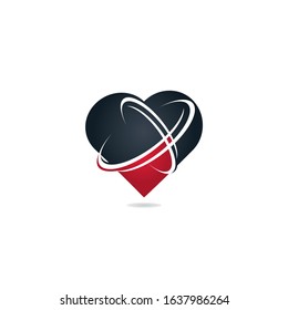 Heart shape networking logo design. Technology logo design template.	
