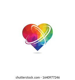 Heart shape networking logo design. Technology logo design template.	

