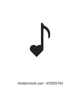 heart shape note icon vector isolated