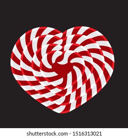 The heart shape object strips along the outline on a black isolated background. Vector image esp 10