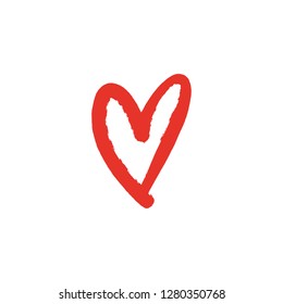 Heart shape oil brush paint stroke template, handdrawn clipart. Isolated illustration on white background, logo or label element. Good for posters, cards, clothes and stationery