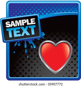 forma del corazón en banner azul y negro de medio tono
