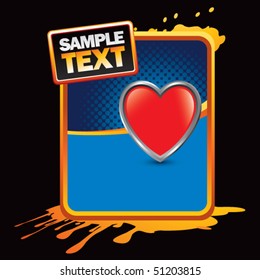 forma del corazón en el anuncio de color azul medio gruñido