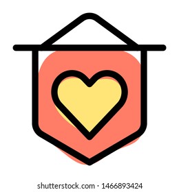 Heart shape on a flag representing peace and love