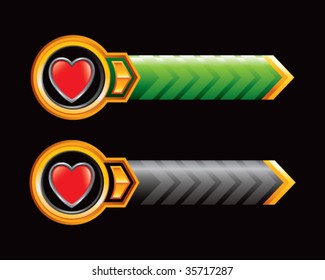 heart shape on green and black arrows