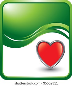 heart shape on green wave background