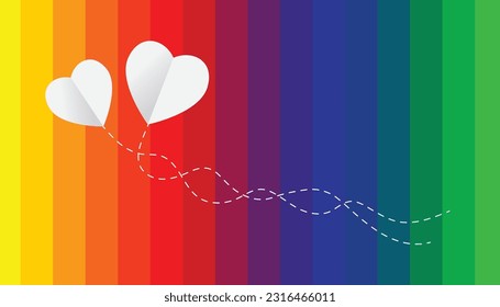 Heart shape on lesbian flag, transgender, pride flag, rainbow flag. Hearts with colorful background