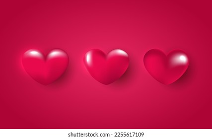 Forma cardíaca sobre fondo rosado. ideal para el día de San Valentín feliz y la decoración del día de la madre. conjunto de diseños vectores de corazones.
