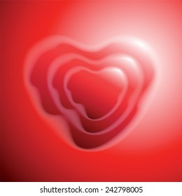 Heart shape on red background. Vector illustration. 