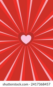 Heart shape on striped red background. Banner for design