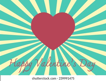 Heart shape on a Sun rays Illustration with Valentine's Day concept,Vector illustration