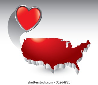 heart shape on united states icon