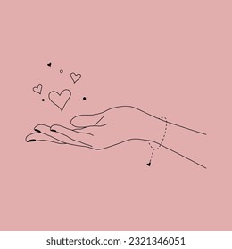 Heart Shape On Women Hand Icon Vector Design.