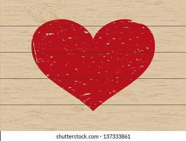 Heart shape on wooden background. Vector illustration