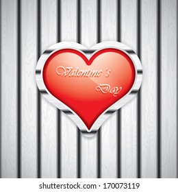 Heart shape on wooden texture, vector