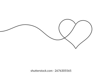 Herzform eine Linie Kunstdarstellung minimale romantische Liebe Form isolieren Umriss Vektor